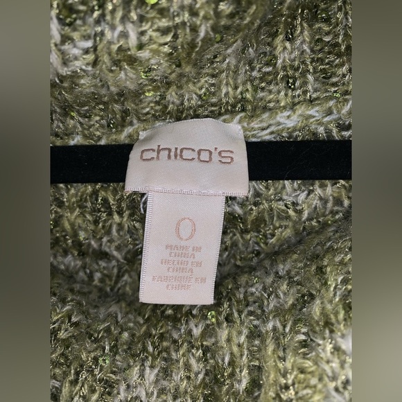 Chicos green shimmery sequin off the shoulder sweater size 0 (medium) - Picture 9 of 12